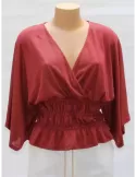 Maglia kimono geisha corta rosso scuro Amethist