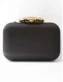 Borsa Anna Cecere aca082 raso nero con chiusura gioiello in strass oro