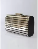 Anna Cecere aca009 black leather and steel clutch hand bag