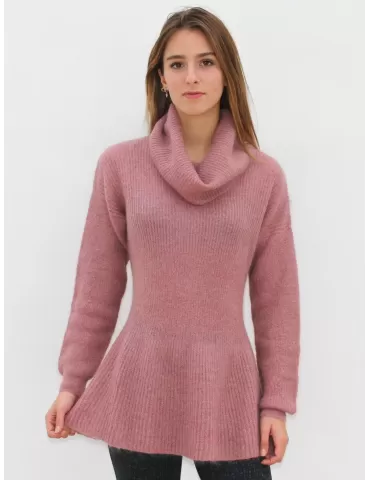 Maglione dolcevita in lana mohair rosantico Maglificio Musetti