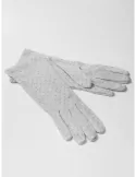 Buy online Italian lurex silver polka dots white elegant gloves