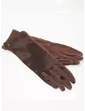 Buy online Italian silk satin brown elegant gloves for women