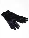 Buy online elegant Italian indigo blue Velvet Gloves with curling