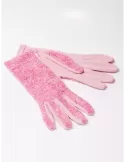 Buy online Italian pink gloves bouclè fleece wool effect