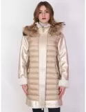 Pregiò Couture - Fashion trapezoidal shape glossy gold down jacket