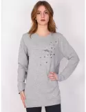 Girogola lana grigio melange tigre di strass Donna Futura