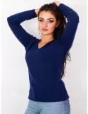 Finest Renoir cashmere wool blue V neck sweater Riva Tricot