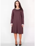 Zanetti 1965 - bordeaux midi dress with white neck and cuffs