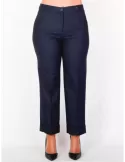 L. Pucci - Pantaloni larghi con risvolto in lana blu fino alla 54