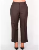 L. Pucci - Pantaloni larghi con risvolto in lana marrone fino alla 54