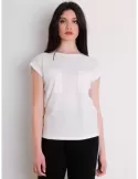 Paz Torras white cotton t-shirt with pockets plus size available