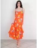 Fuego Woman | Orange cotton long sundress shop online from Italy