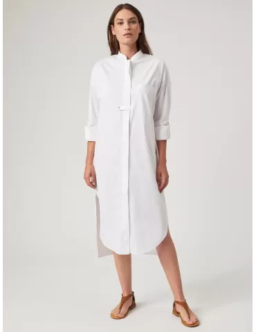 Zanetti 1965 plus size white cotton long tunic dress