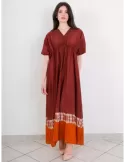 Zanetti 1965 bordeaux and orange long tunic plus size dress