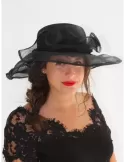 Complit Italian fashion hats | Black wedding hat with silk roses