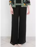 Piero Moretti online | Pantaloni neri seta chiffon palazzo fino alla 54