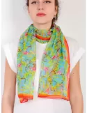 Laura Biagiotti luxury chiffon green printed silk scarf